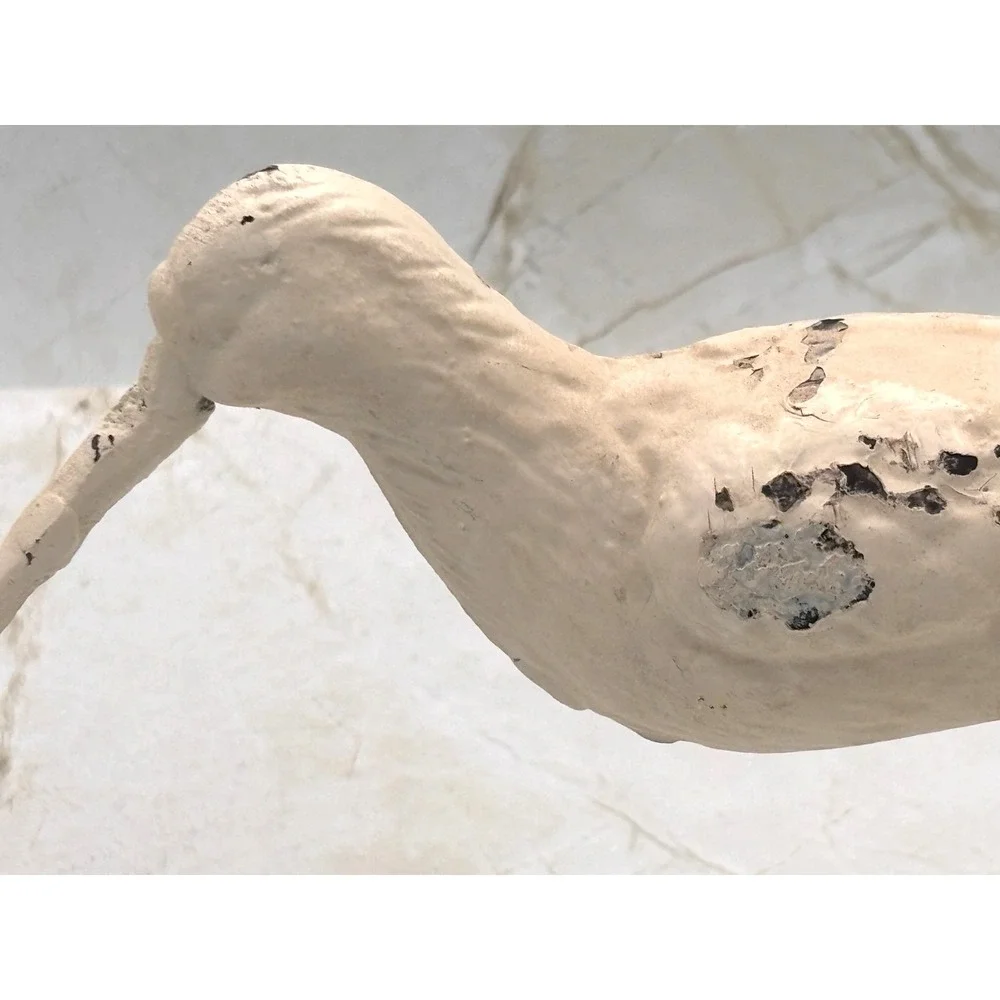 Urban Outfitters Cast‎ Iron Sandpiper Figurine Antique White Distressed 6